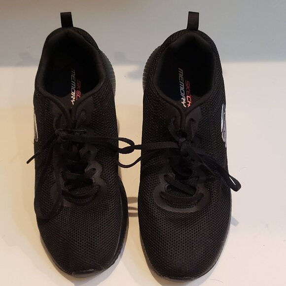 Sketchers Black Memory Foam Lite Weight Lace Up Sneakers Size 8 1/2 - Picture 2 of 11
